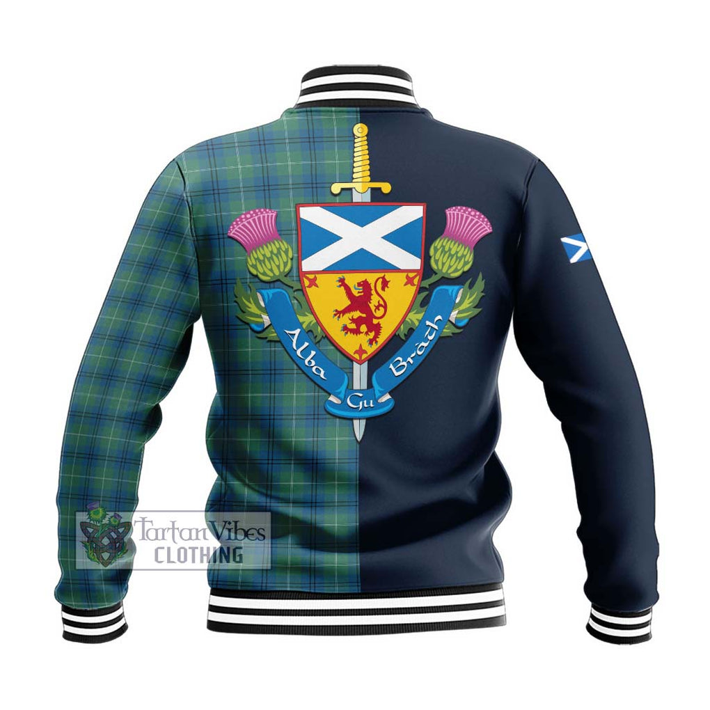 Tartan Vibes Clothing Oliphant Ancient Tartan Baseball Jacket with Scottish Lion Royal Arm Half Style