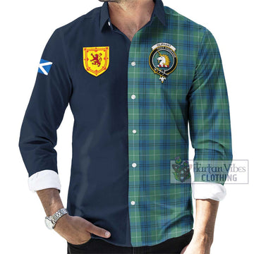 Oliphant Ancient Tartan Long Sleeve Button Shirt Alba with Scottish Lion Royal Arm Half Style