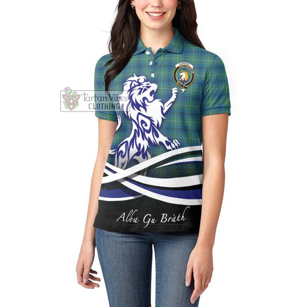 Oliphant Ancient Tartan Women's Polo Shirt with Alba Gu Brath Regal Lion Emblem - Tartanvibesclothing Shop