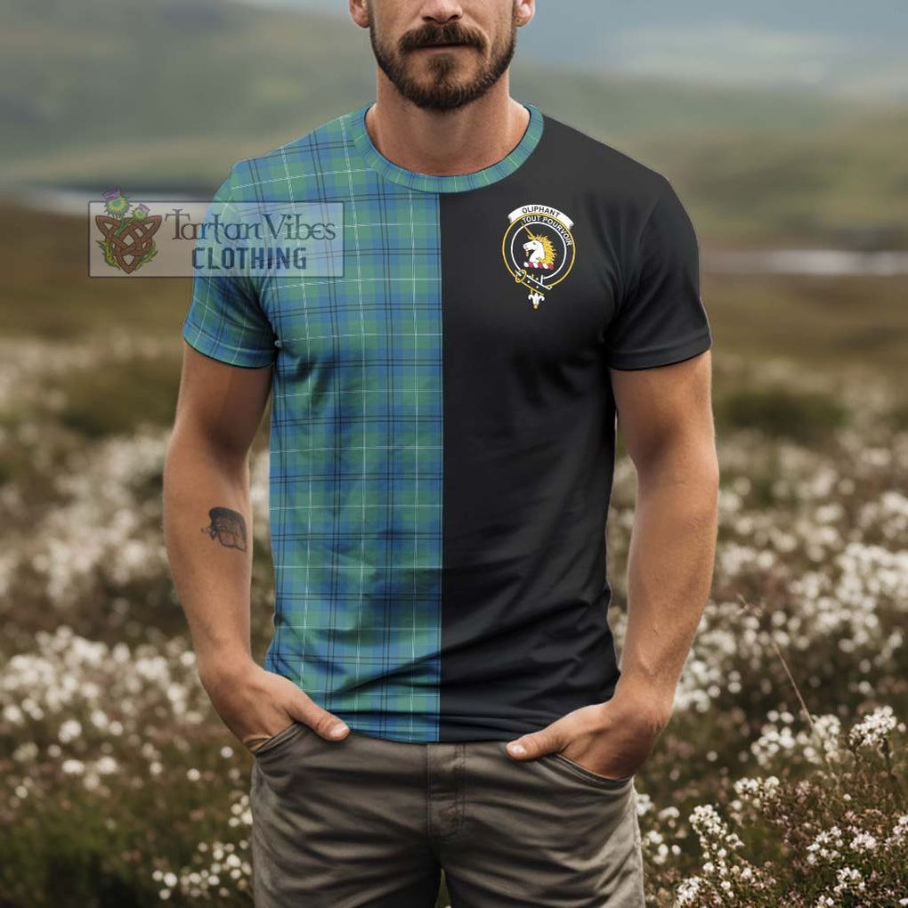 Oliphant Ancient Tartan T-Shirt with Family Crest and Half Of Me Style - Tartanvibesclothing Shop