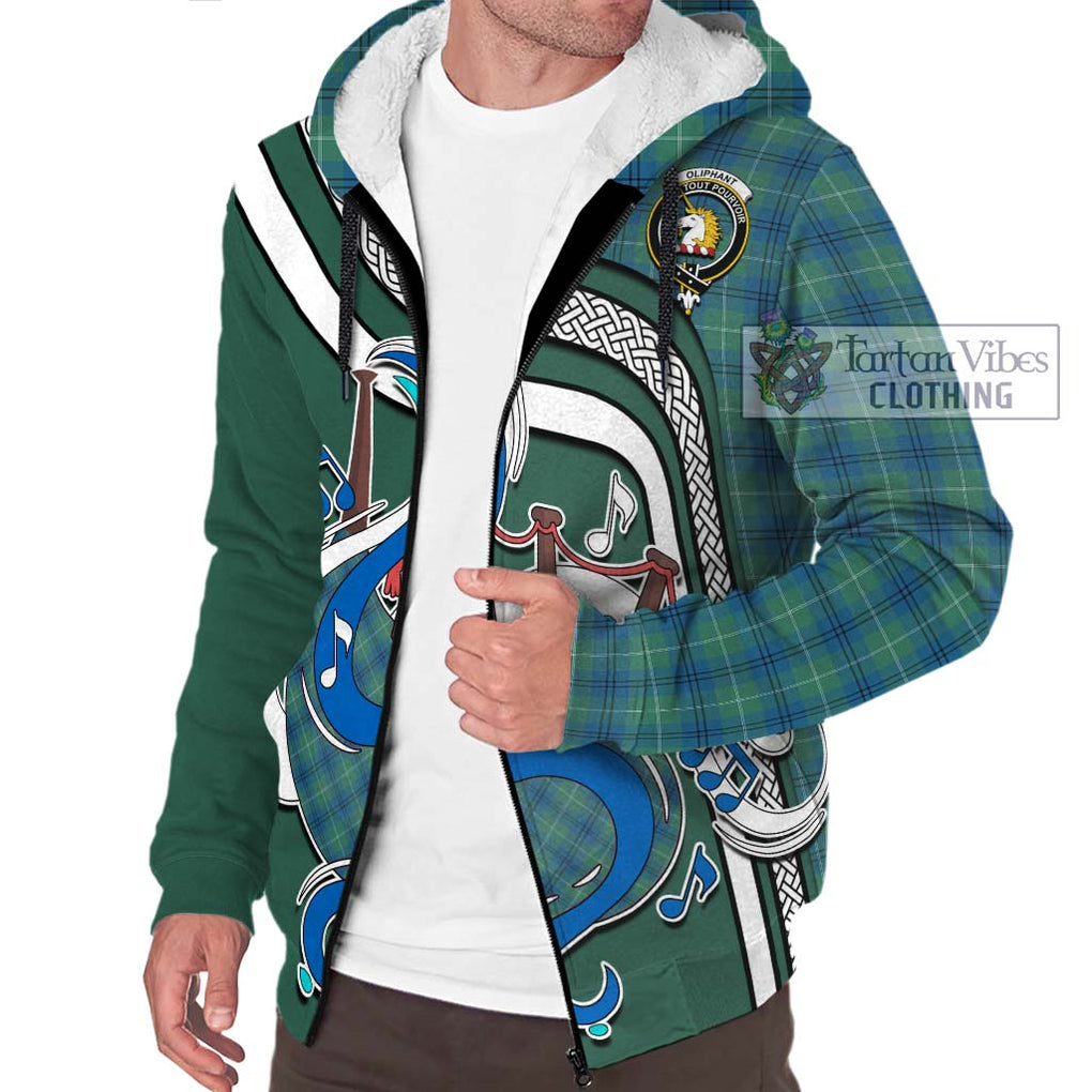 Oliphant Ancient Tartan Sherpa Hoodie with Epic Bagpipe Style Unisex - Tartanvibesclothing Shop