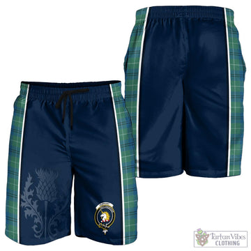 Oliphant Ancient Tartan Men's Shorts with Family Crest and Scottish Thistle Vibes Sport Style