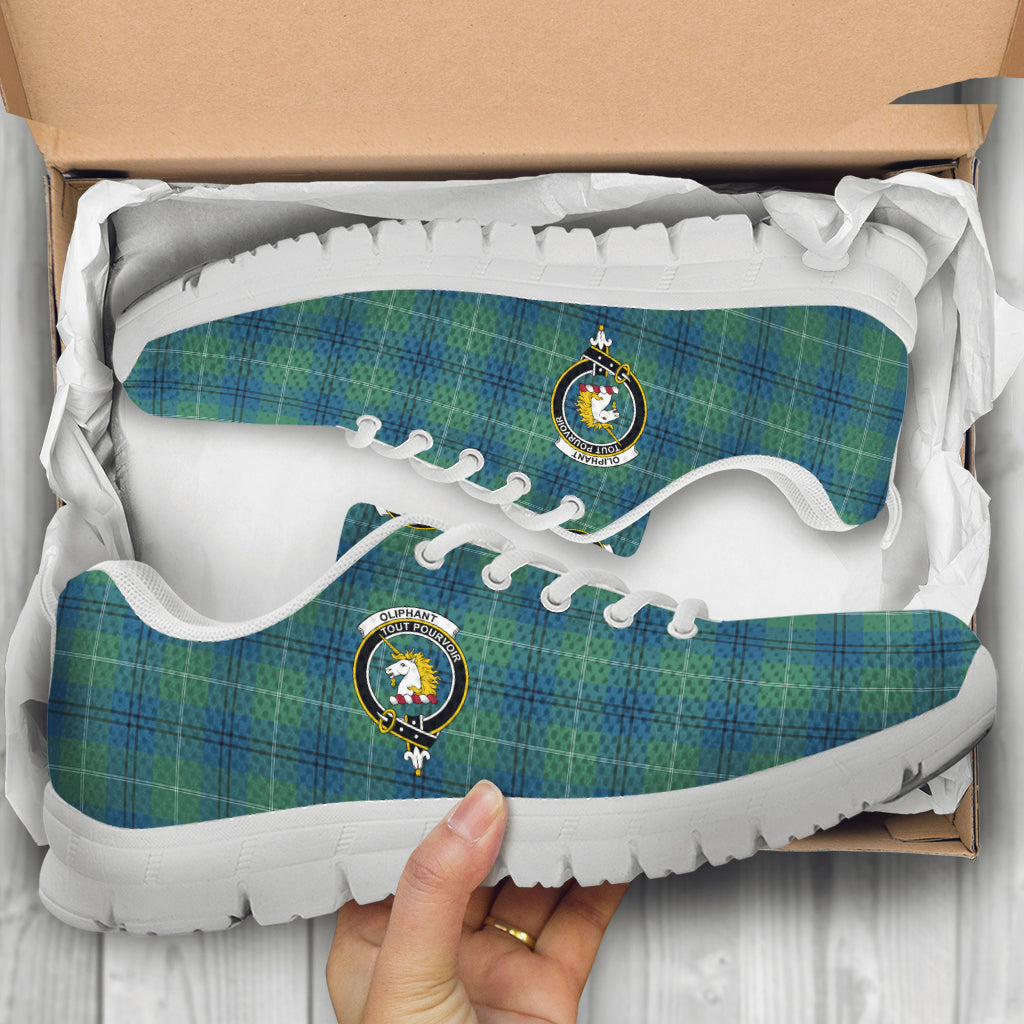 Oliphant Ancient Tartan Sneakers with Family Crest - Tartan Vibes Clothing