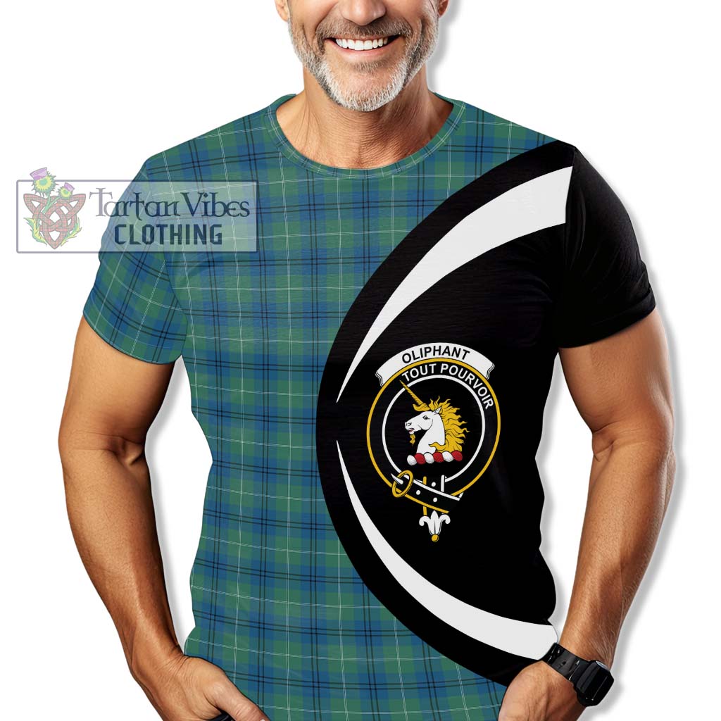 Tartan Vibes Clothing Oliphant Ancient Tartan T-Shirt with Family Crest Circle Style