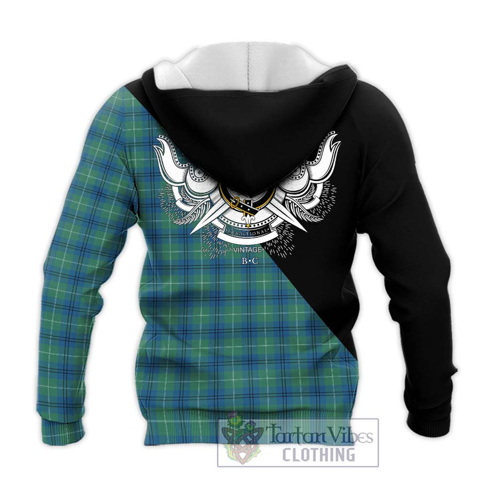 Oliphant Ancient Tartan Knitted Hoodie with Family Crest and Military Logo Style - Tartanvibesclothing Shop