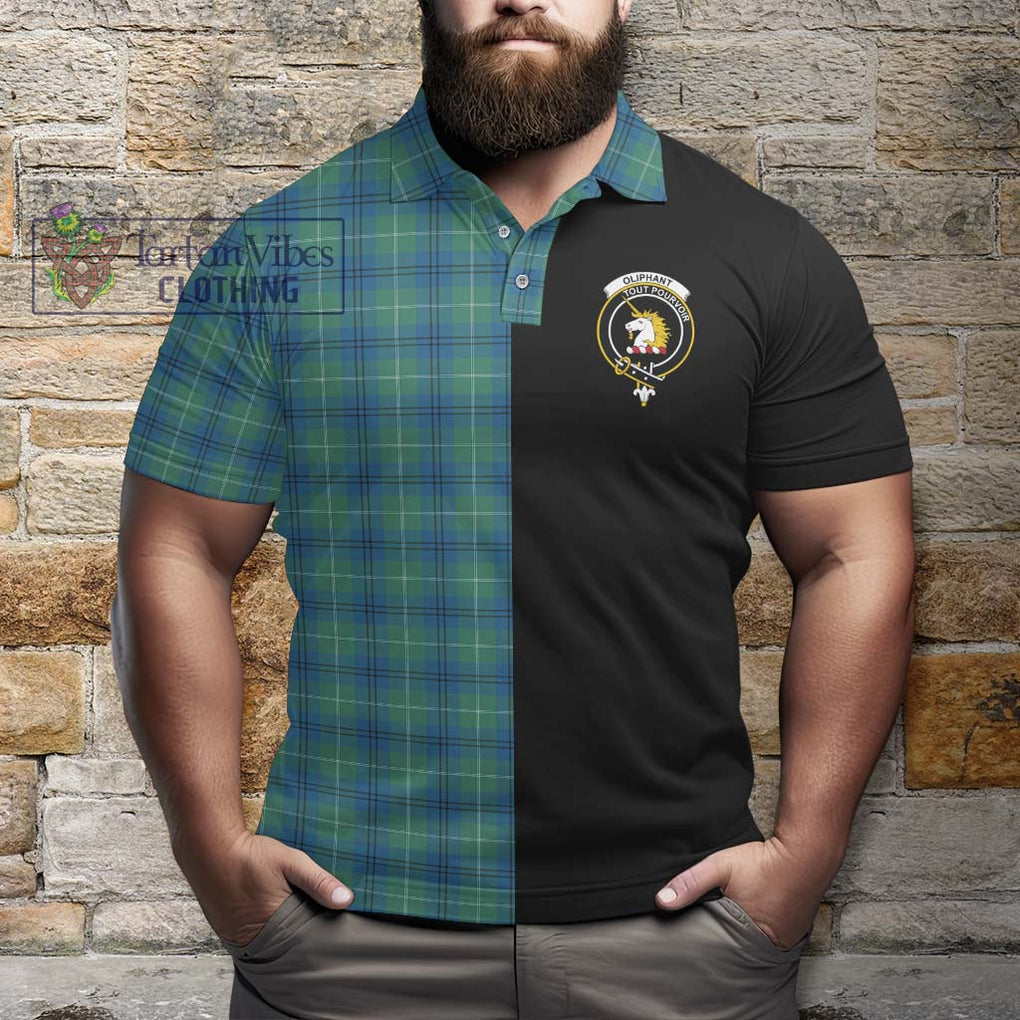 Oliphant Ancient Tartan Polo Shirt with Family Crest and Half Of Me Style - Tartanvibesclothing Shop