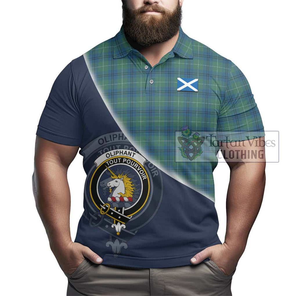 Oliphant Ancient Tartan Polo Shirt with Personalised National Flag and Family Crest Half Style - Tartanvibesclothing Shop