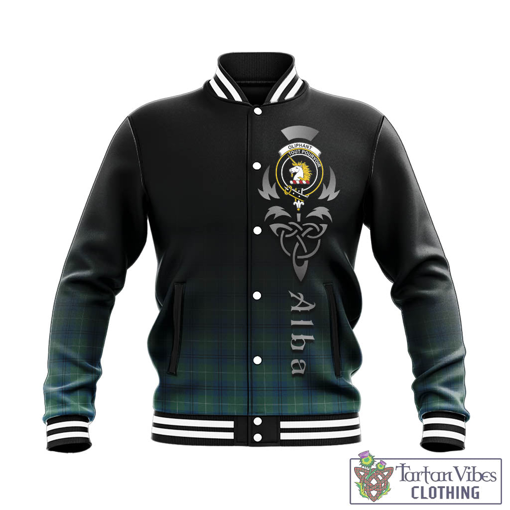 Tartan Vibes Clothing Oliphant Ancient Tartan Baseball Jacket Featuring Alba Gu Brath Family Crest Celtic Inspired