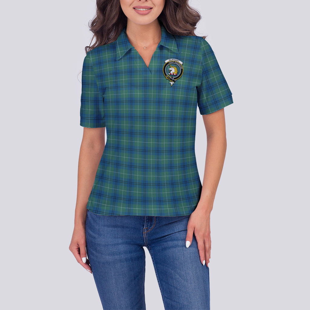 Oliphant Ancient Tartan Polo Shirt with Family Crest For Women - Tartan Vibes Clothing