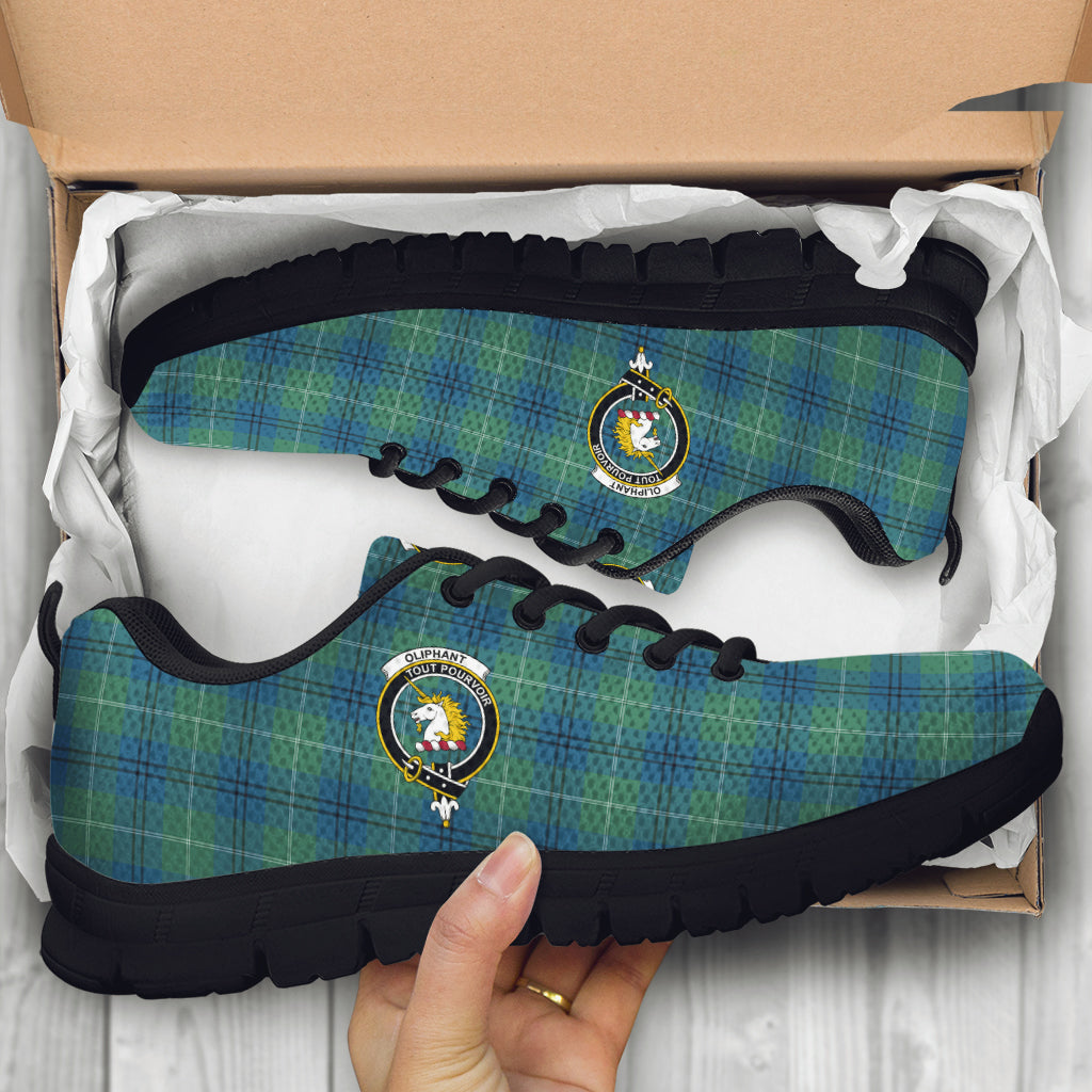 Oliphant Ancient Tartan Sneakers with Family Crest - Tartan Vibes Clothing