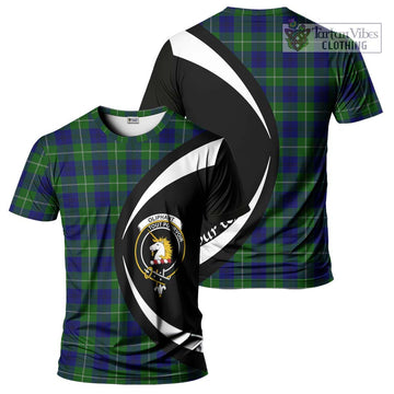 Oliphant Modern Tartan T-Shirt with Family Crest Circle Style