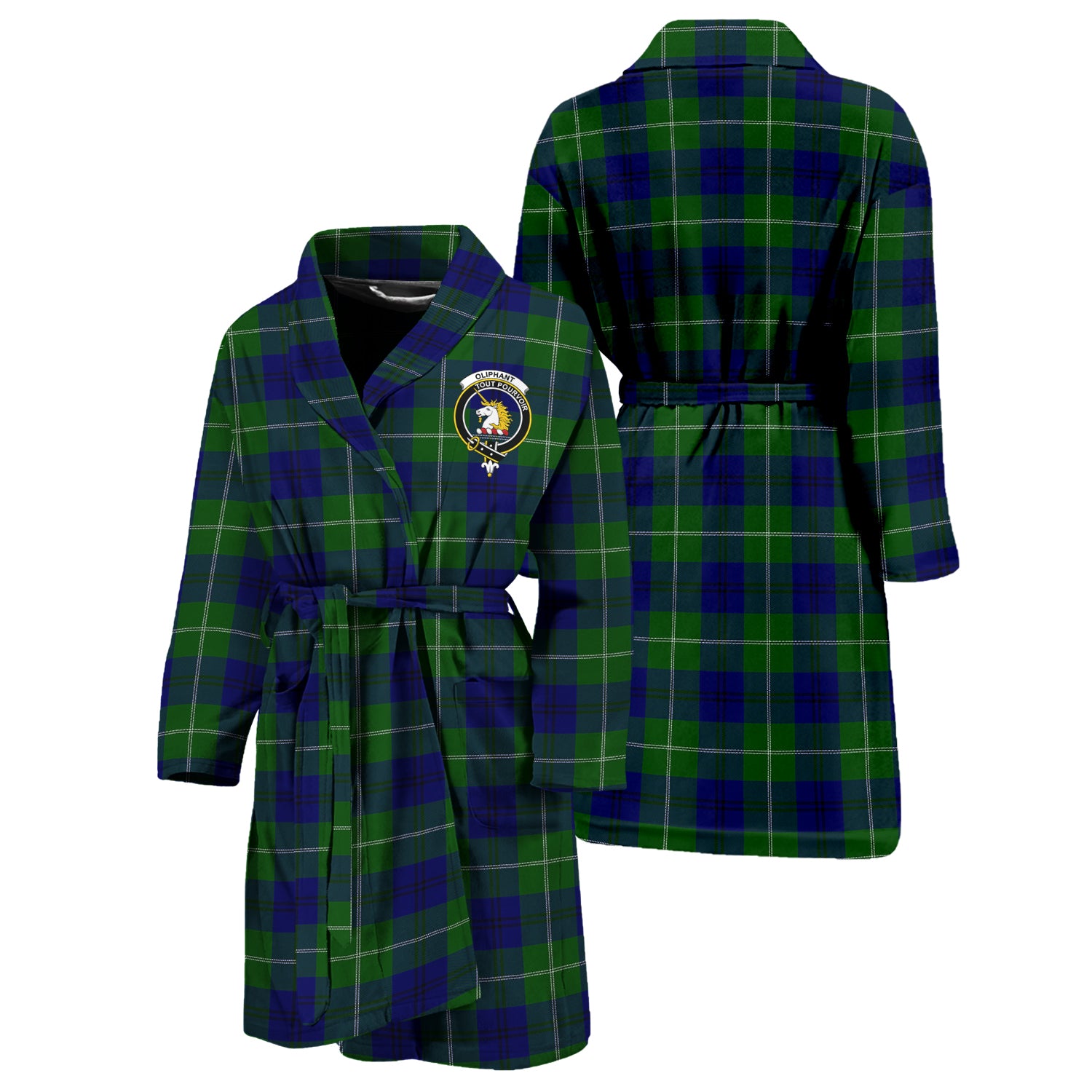 Oliphant Modern Tartan Bathrobe with Family Crest Unisex S - Tartan Vibes Clothing