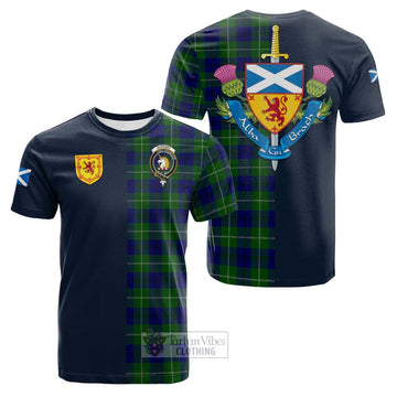 Oliphant Modern Tartan Cotton T-shirt Alba with Scottish Lion Royal Arm Half Style