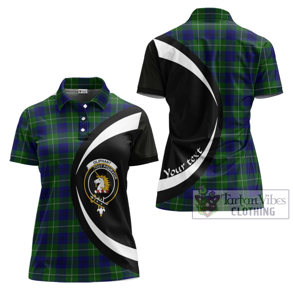 Oliphant Modern Tartan Women's Polo Shirt with Family Crest Circle Style Women - Tartan Vibes Clothing