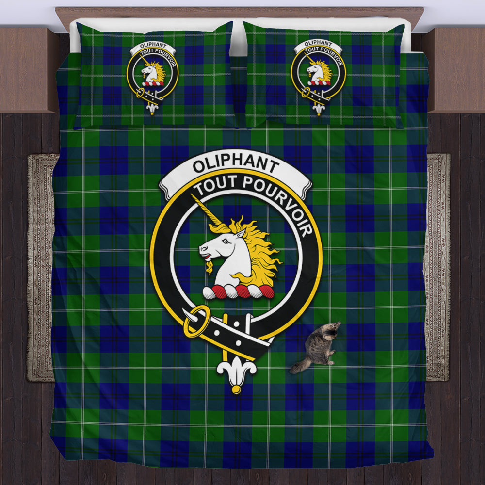 Oliphant Modern Tartan Bedding Set with Family Crest US Bedding Set - Tartan Vibes Clothing