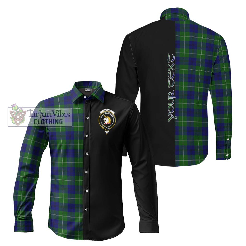 Oliphant Modern Tartan Long Sleeve Button Shirt with Family Crest and Half Of Me Style Men's Shirt S - Tartanvibesclothing Shop