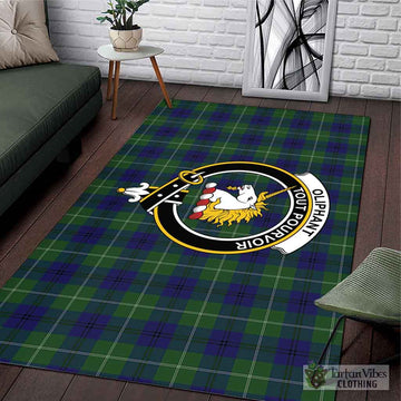 Oliphant Modern Tartan Area Rug with Family Crest