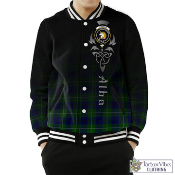 Oliphant Modern Tartan Baseball Jacket Featuring Alba Gu Brath Family Crest Celtic Inspired