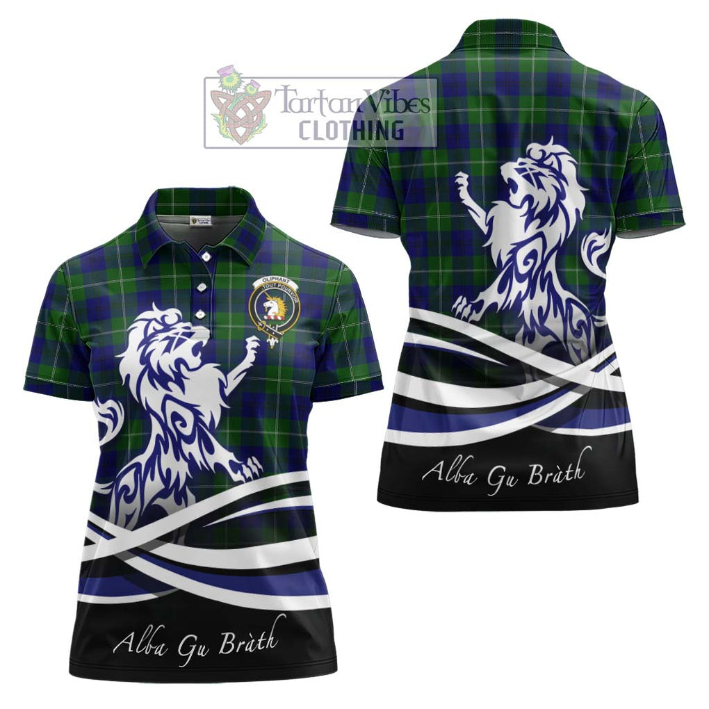 Oliphant Modern Tartan Women's Polo Shirt with Alba Gu Brath Regal Lion Emblem Women - Tartanvibesclothing Shop