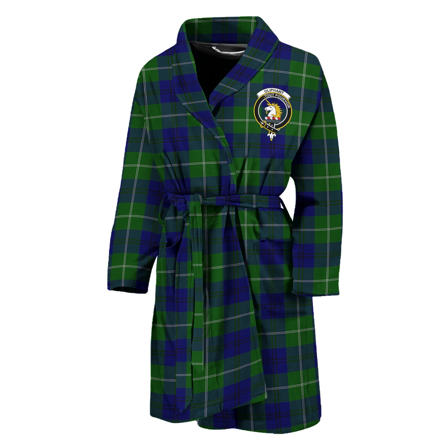 Oliphant Modern Tartan Bathrobe with Family Crest Unisex M - Tartan Vibes Clothing