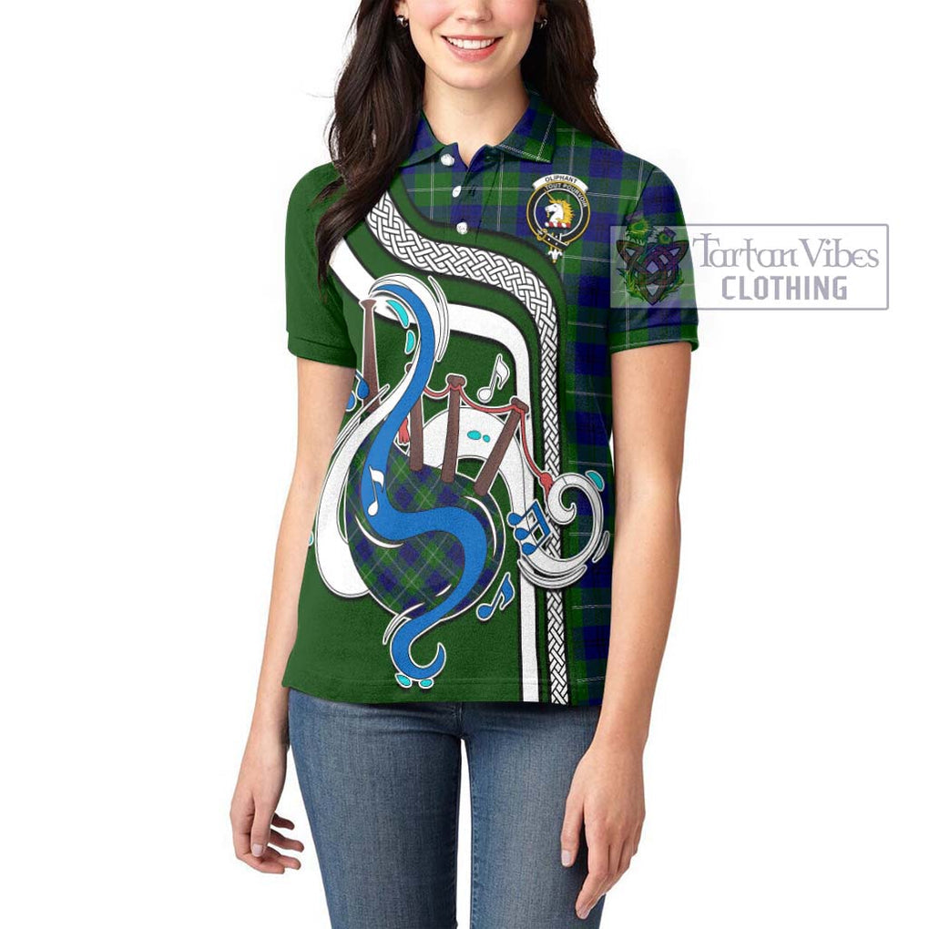 Oliphant Modern Tartan Women's Polo Shirt with Epic Bagpipe Style - Tartanvibesclothing Shop