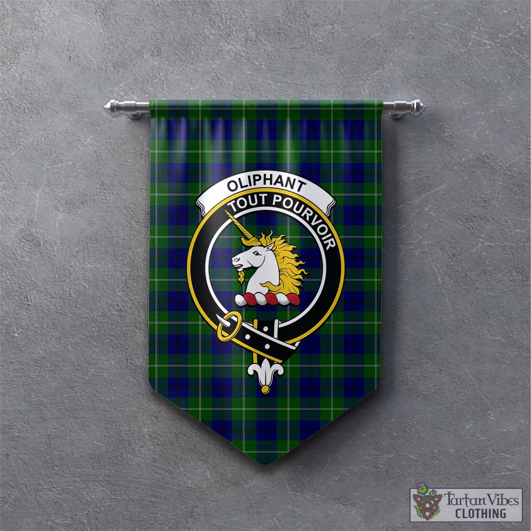 Tartan Vibes Clothing Oliphant Modern Tartan Gonfalon, Tartan Banner with Family Crest