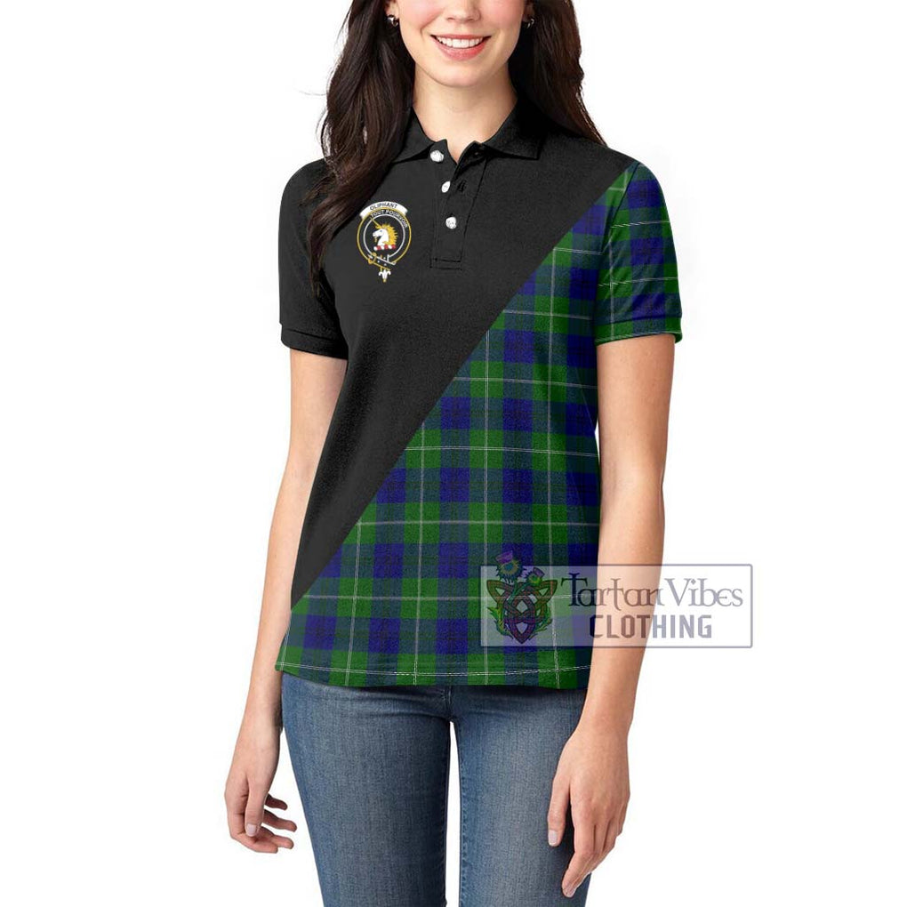 Oliphant Modern Tartan Women's Polo Shirt with Family Crest and Military Logo Style - Tartanvibesclothing Shop