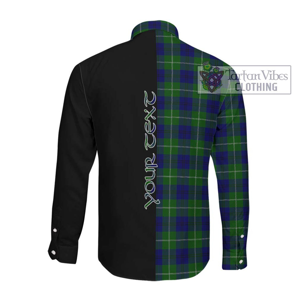 Oliphant Modern Tartan Long Sleeve Button Shirt with Family Crest and Half Of Me Style Men's Shirt - Tartanvibesclothing Shop