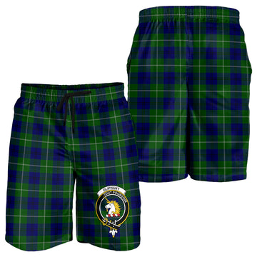 Oliphant Modern Tartan Mens Shorts with Family Crest