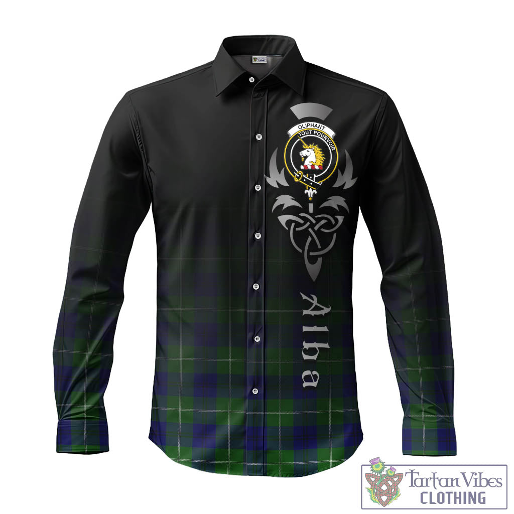 Tartan Vibes Clothing Oliphant Modern Tartan Long Sleeve Button Up Featuring Alba Gu Brath Family Crest Celtic Inspired