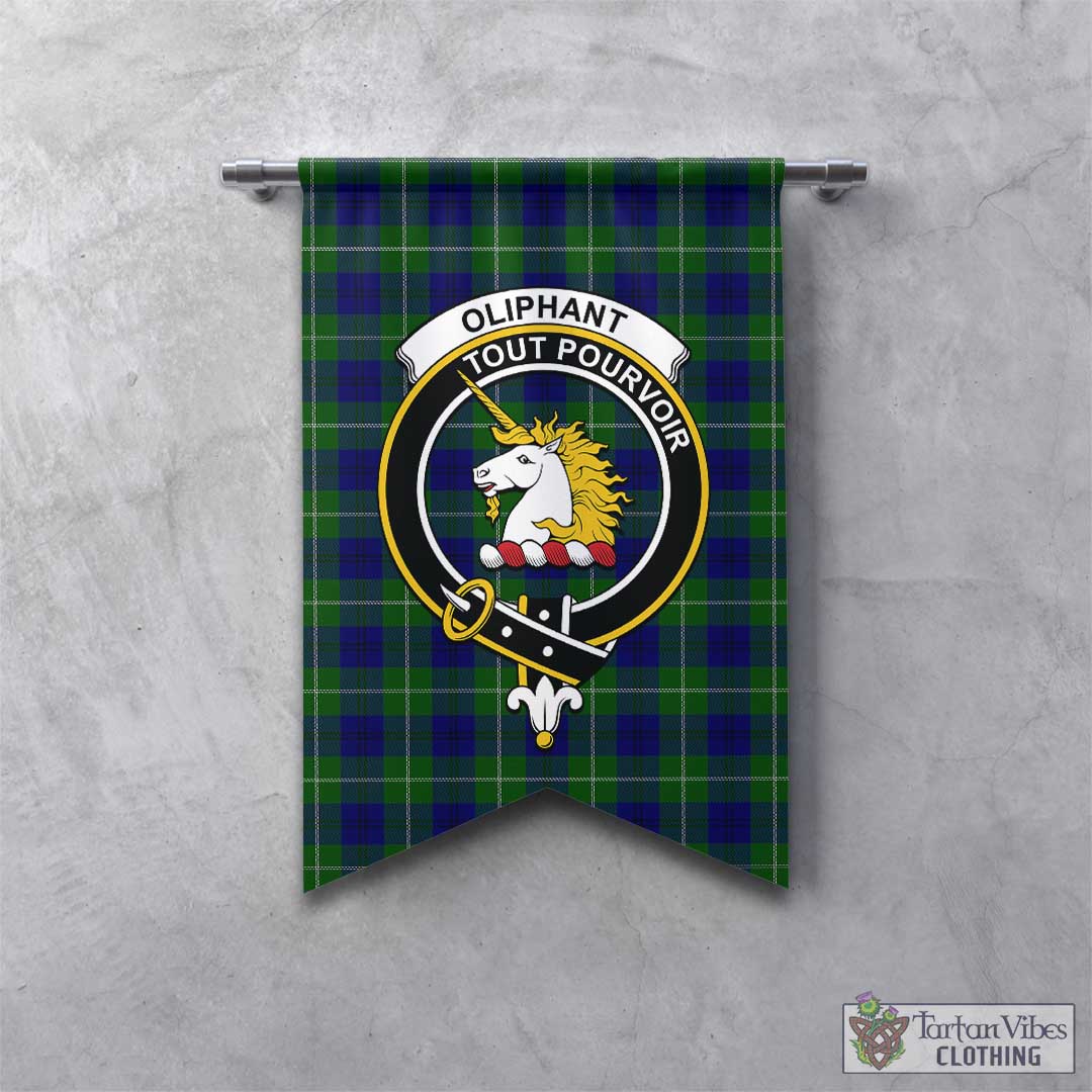 Tartan Vibes Clothing Oliphant Modern Tartan Gonfalon, Tartan Banner with Family Crest