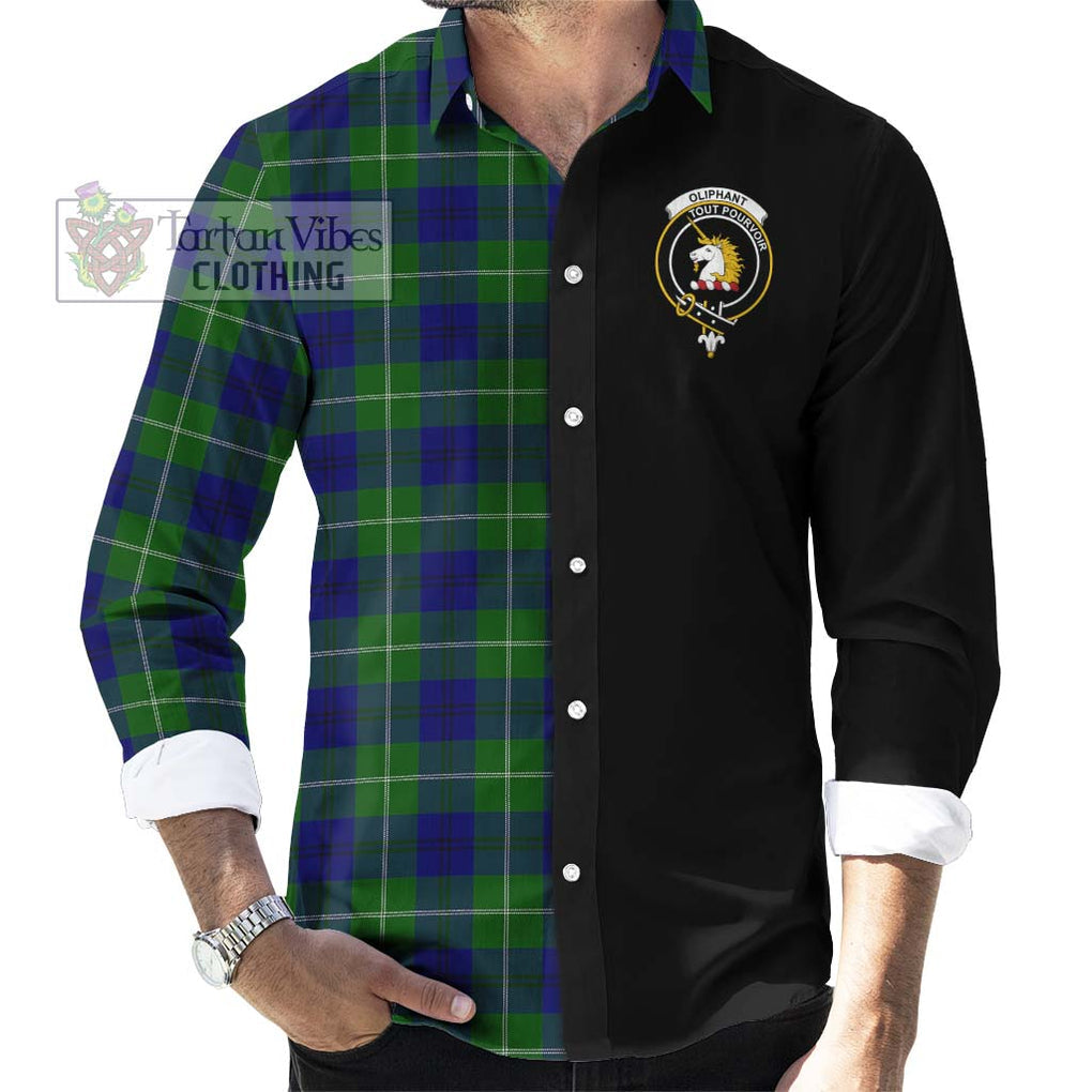 Oliphant Modern Tartan Long Sleeve Button Shirt with Family Crest and Half Of Me Style - Tartanvibesclothing Shop