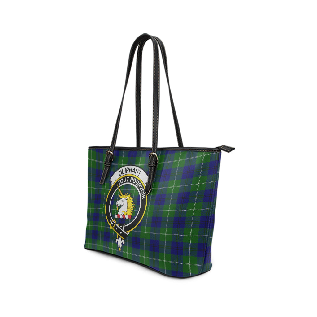 Oliphant Modern Tartan Leather Tote Bag with Family Crest - Tartan Vibes Clothing