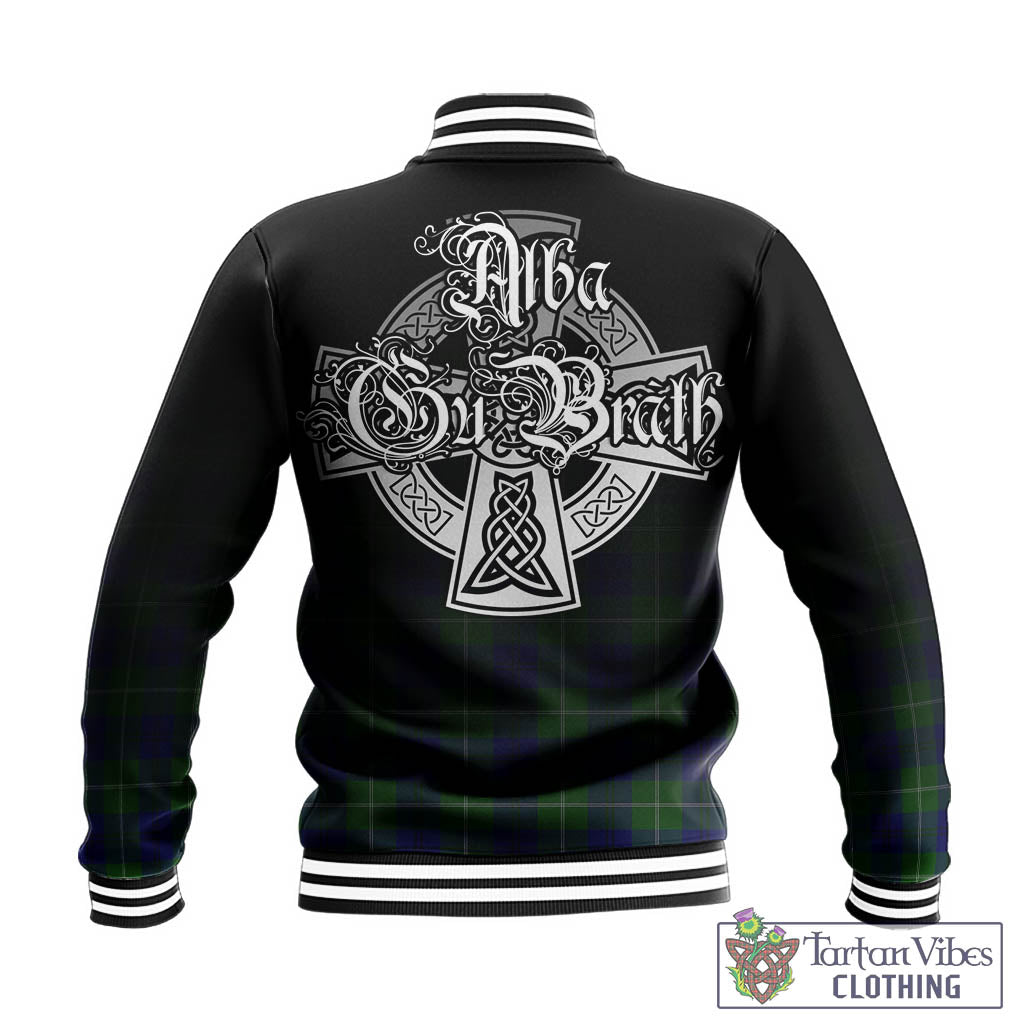 Tartan Vibes Clothing Oliphant Modern Tartan Baseball Jacket Featuring Alba Gu Brath Family Crest Celtic Inspired