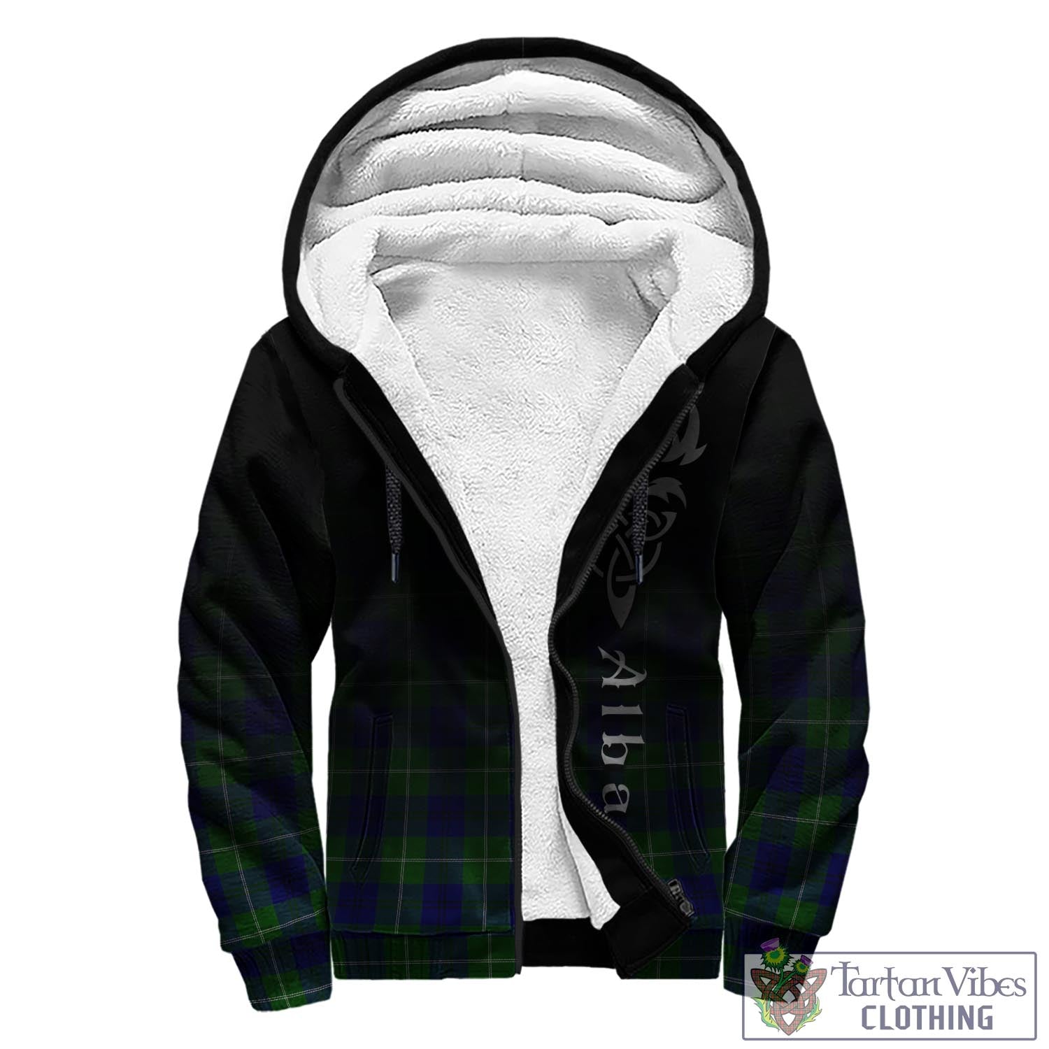 Tartan Vibes Clothing Oliphant Modern Tartan Sherpa Hoodie Featuring Alba Gu Brath Family Crest Celtic Inspired