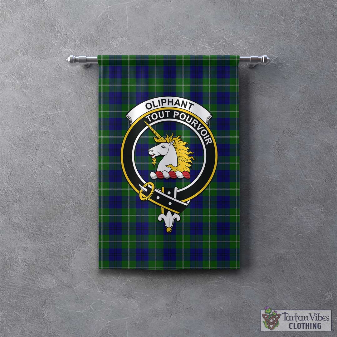 Tartan Vibes Clothing Oliphant Modern Tartan Gonfalon, Tartan Banner with Family Crest