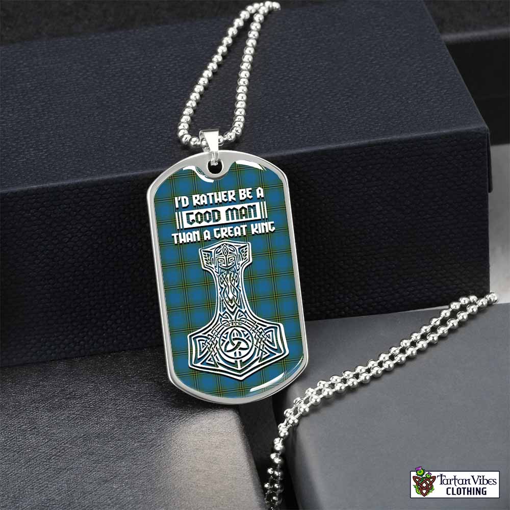 Oliver Tartan Dog Tag Necklace Viking Mjolnir Style Silver No - Tartan Vibes Clothing