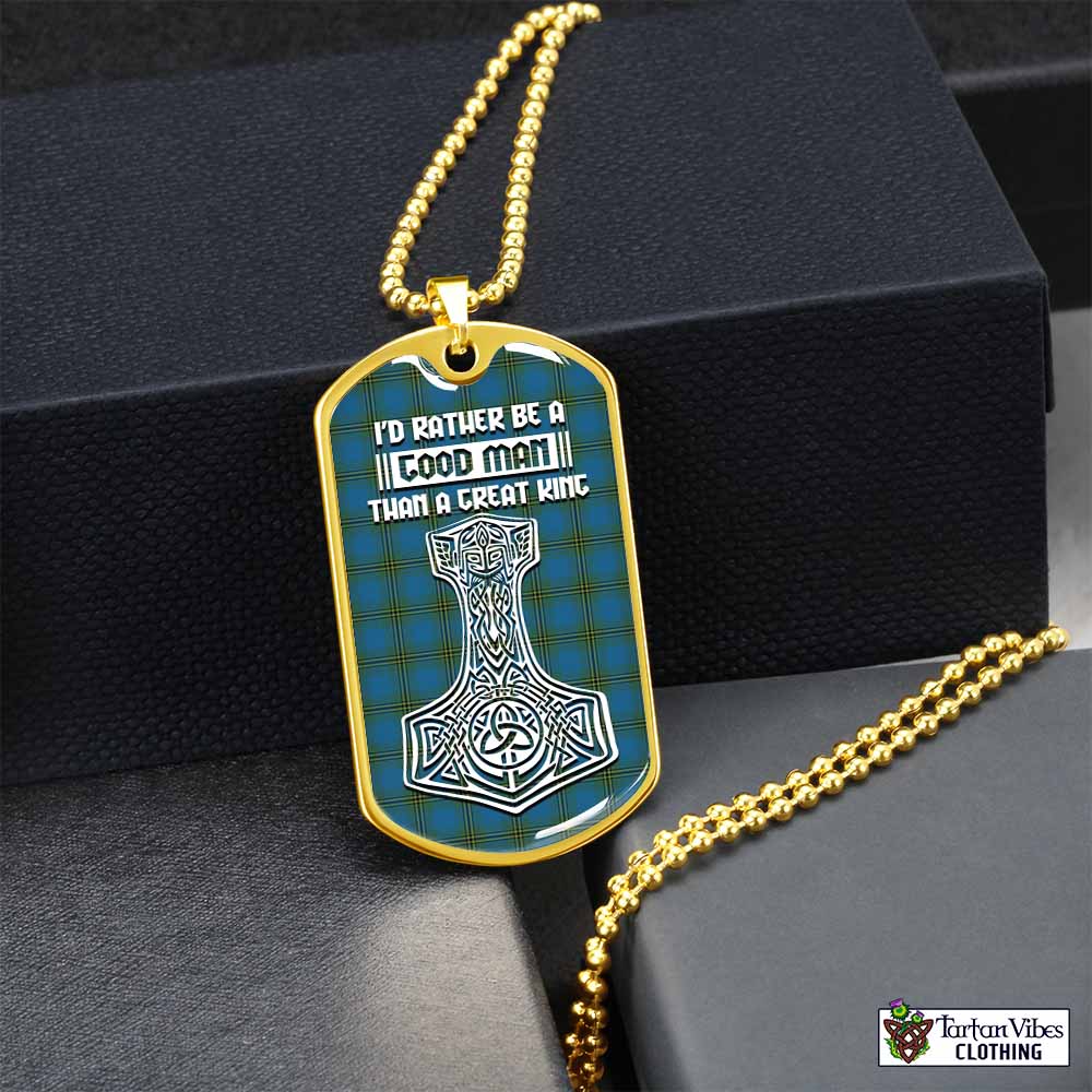 Oliver Tartan Dog Tag Necklace Viking Mjolnir Style Gold No - Tartan Vibes Clothing