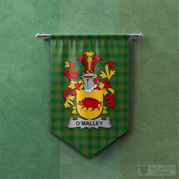 O'Malley Irish Clan Tartan Gonfalon, Tartan Banner with Coat of Arms Chevron - Tartan Vibes Clothing