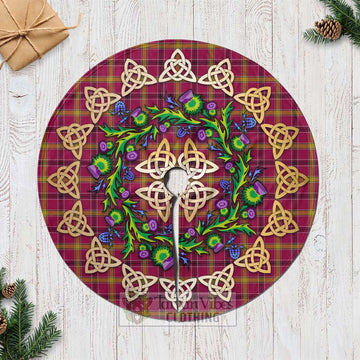 O'Meehan Tartan Christmas Tree Skirt with Thistle Celtic Knot Style Casual Tree Skirts - Tartan Vibes Clothing