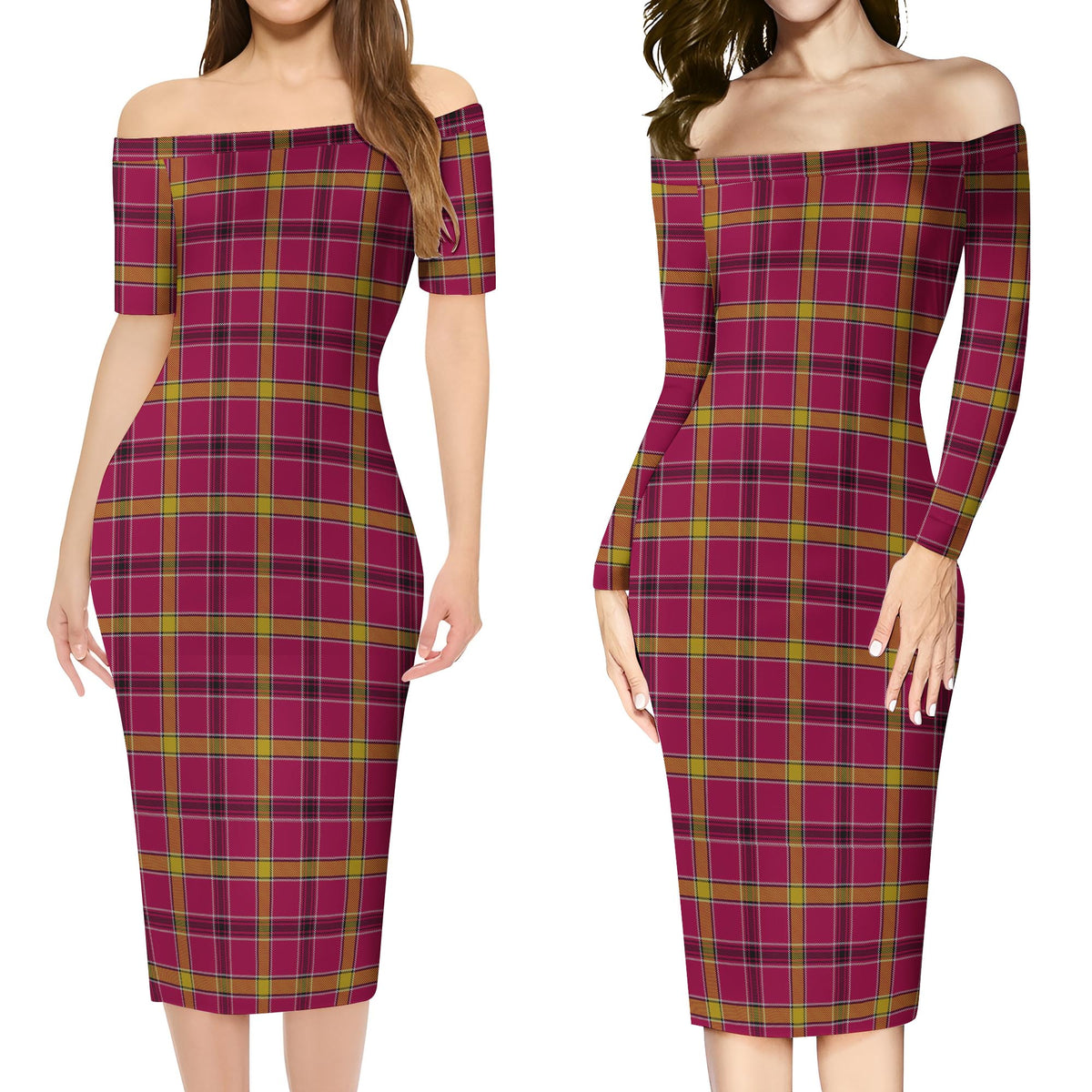 O'Meehan Tartan Off Shoulder Lady Dress Women's Dress - Tartan Vibes Clothing