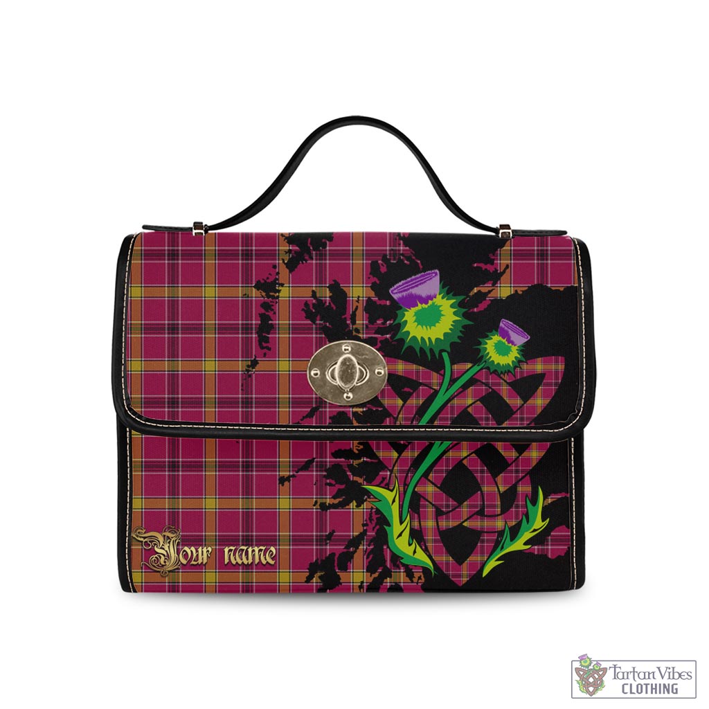 Tartan Vibes Clothing O'Meehan Tartan Waterproof Canvas Bag with Scotland Map and Thistle Celtic Accents