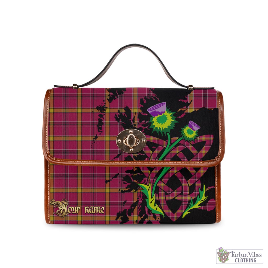 Tartan Vibes Clothing O'Meehan Tartan Waterproof Canvas Bag with Scotland Map and Thistle Celtic Accents