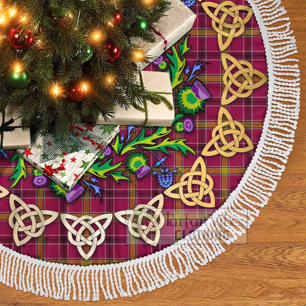 O'Meehan Tartan Christmas Tree Skirt with Thistle Celtic Knot Style - Tartan Vibes Clothing
