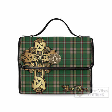 O'Neill (Neill) Tartan Waterproof Canvas Bag Golden Thistle Celtic Cross Style Black Leather Strap One Size 10.5*20*27cm - Tartan Vibes Clothing