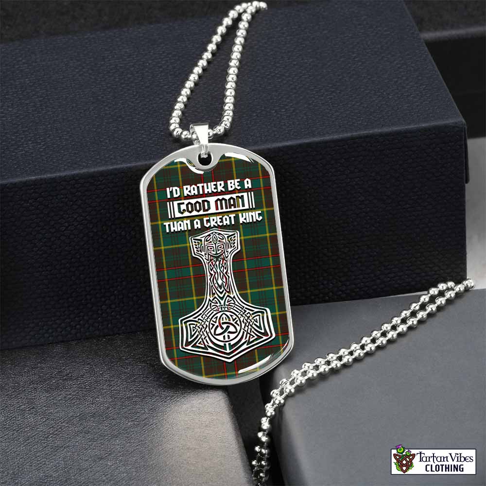 Tartan Vibes Clothing Ontario Province Canada Tartan Dog Tag Necklace Viking Mjolnir Style