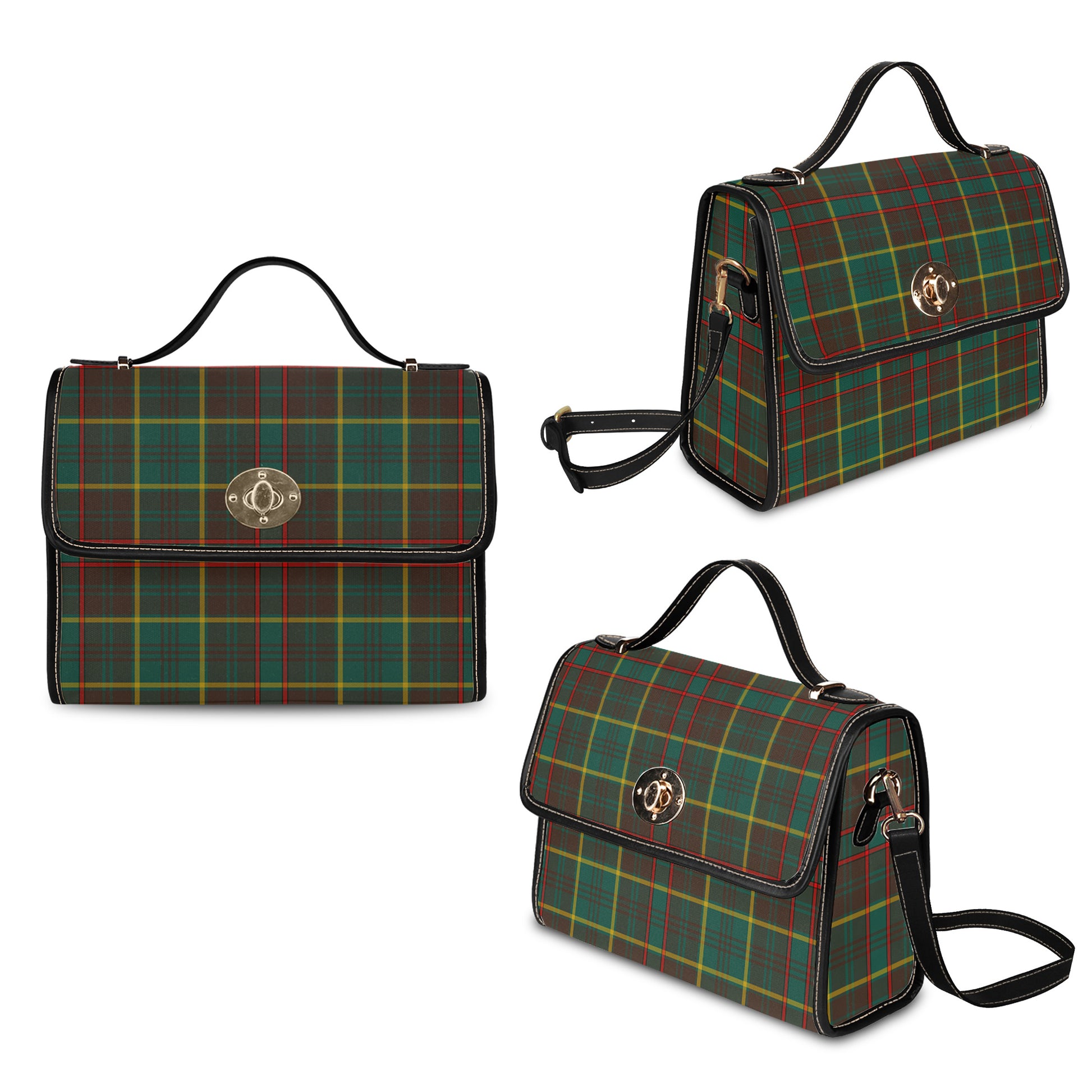 ontario-province-canada-tartan-leather-strap-waterproof-canvas-bag