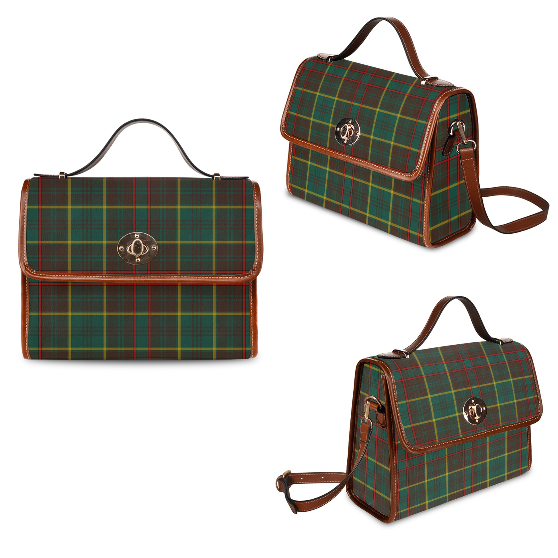 ontario-province-canada-tartan-leather-strap-waterproof-canvas-bag