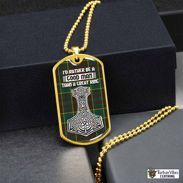 Ontario Province Canada Tartan Dog Tag Necklace Viking Mjolnir Style