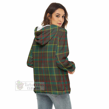 Ontario Province Canada Tartan Women's Borg Fleece Hoodie with Half Zip